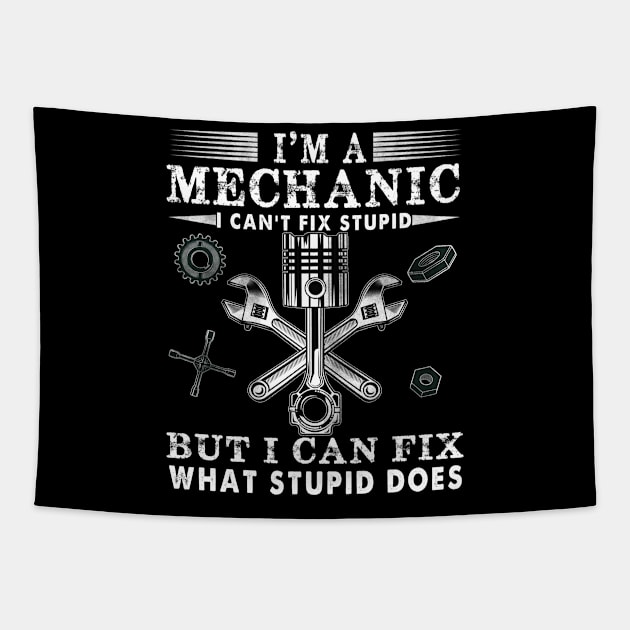 Funny Mechanic For Men Dad Car Auto Diesel Automobile Garage Tapestry by The Design Catalyst