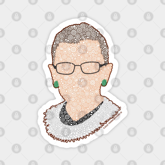 Notorious Ruth Bader Ginsberg Minimalist Portrait Circle Design Magnet by pbdotman