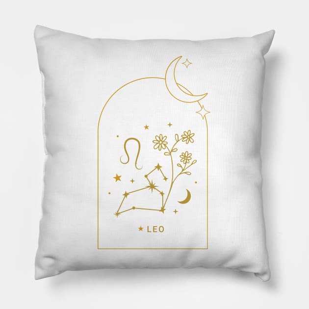 Leo Zodiac Constellation and Flowers - Astrology and Horoscope Pillow by Patty Bee Shop