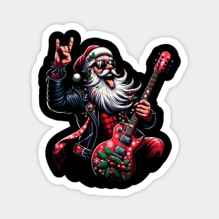 Rock & Roll Christmas Santa Claus Guitar Player Magnet