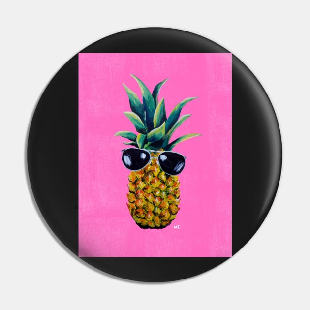 Neon Pink Pineapple Sunglasses Pin by monitdesign