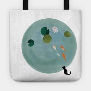 Kitty at a Koi pond Tote