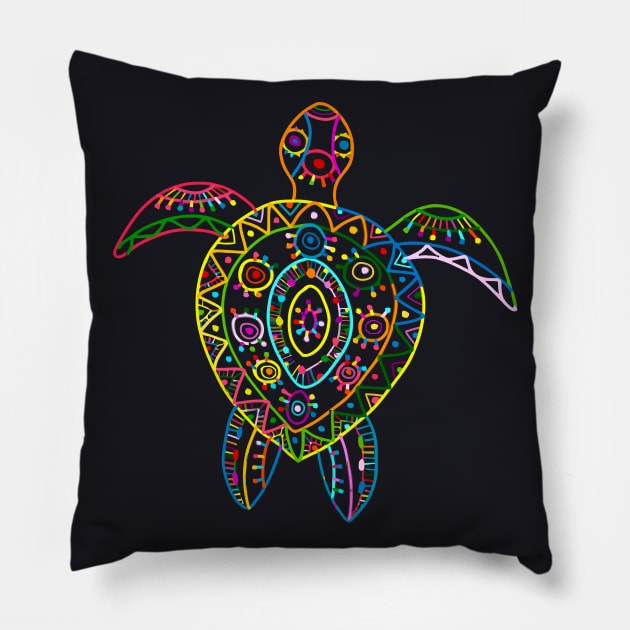 Turtle Vintage Hawaiian Sea Tribal Turtle Pillow by DARSHIRTS