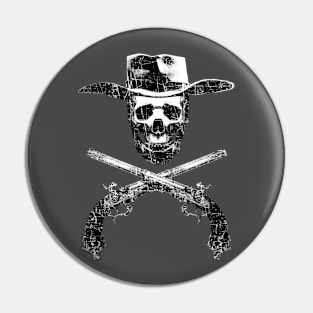 Classic Cowboy Vintage Skull and Crossbones Cross Guns Pin
