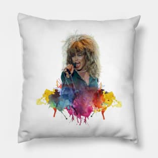 TINA TURNER WITH SPLASH COLOR ART PAINTING Pillow