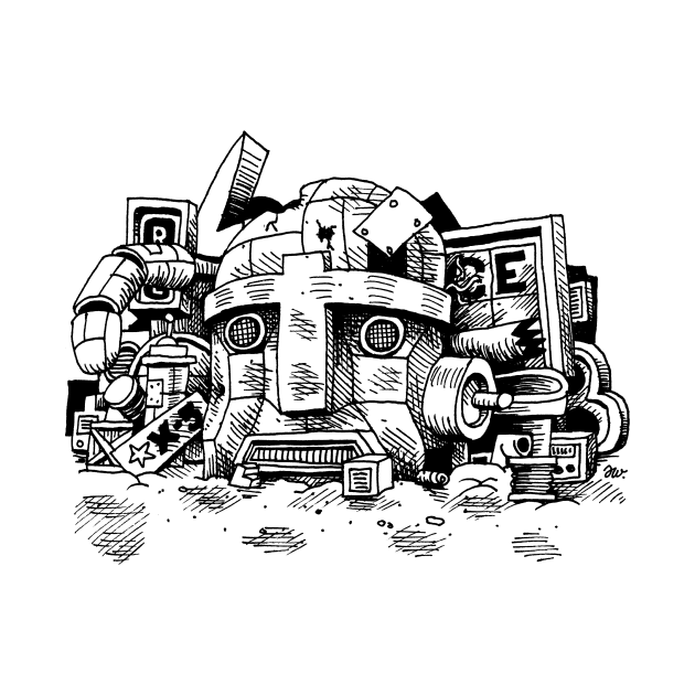 Robot junkyard from the robot wars by awcomix