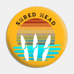Retro Sunset With Surfboards Pin