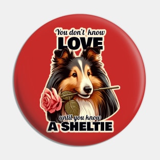 Sheltie Valentine's day Pin