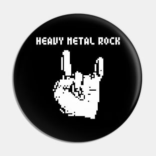 Heavy Metal Rock pixel art (white print) Pin