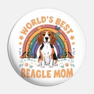 World's Best Beagle Mom Colorful Rainbow Graphic Pin