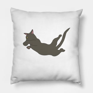 Free Falling Grey Cat Pillow