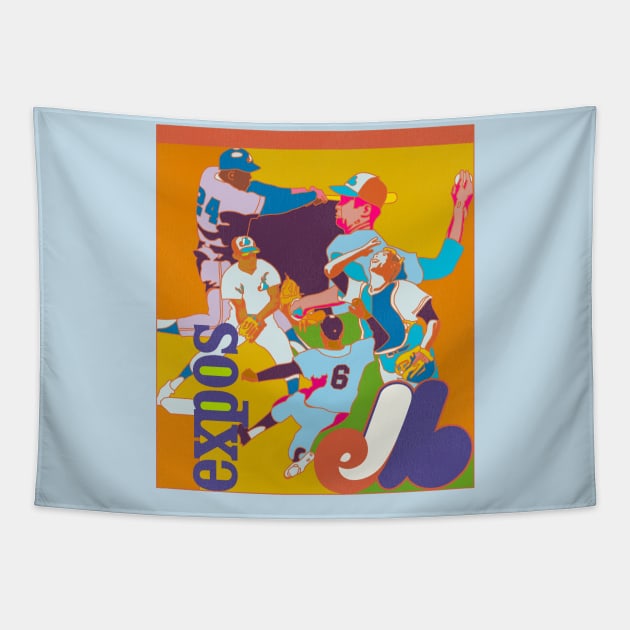 Defunct 70s Montreal Expos Collage Tapestry by Defunctland