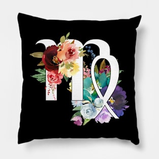 Virgo Horoscope Zodiac Rainbow Flowers Design Pillow