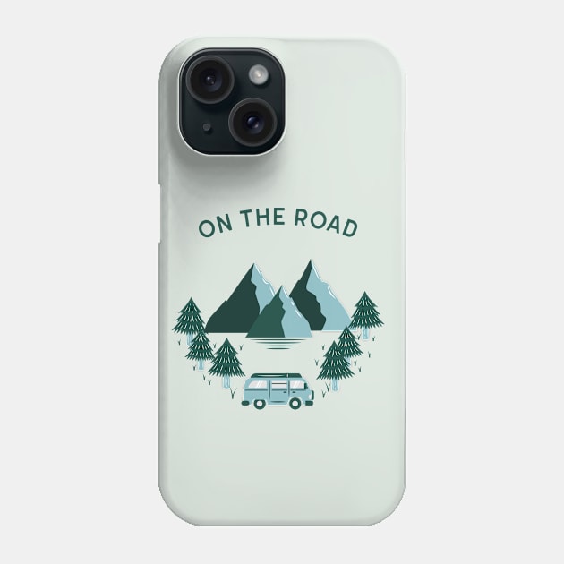 on the road van and mountain Phone Case by High Altitude