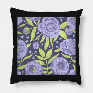 Midnight peonies Pillow