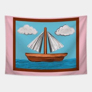 Simpsons Sailboat Painting (Scene from Moby Dick) Tapestry