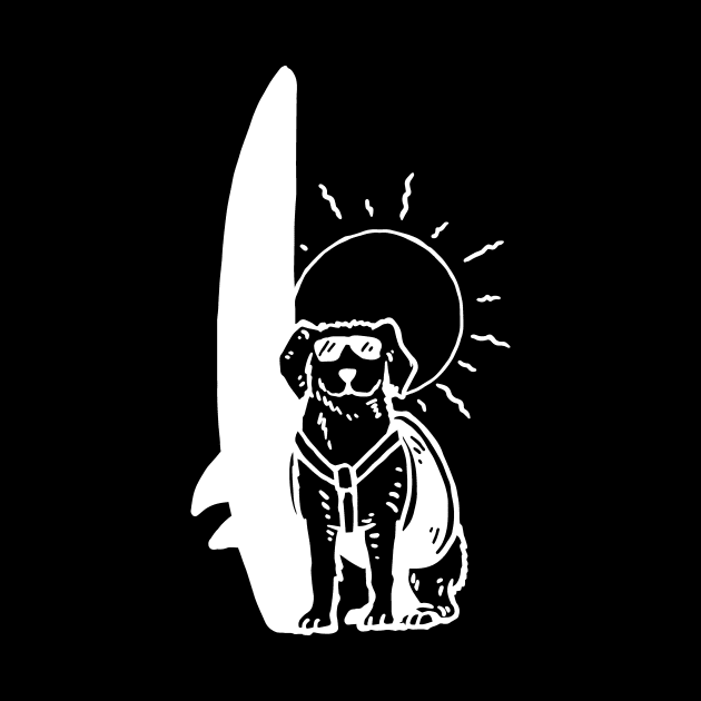 Surfing Dog White on Black by evergreen_brand