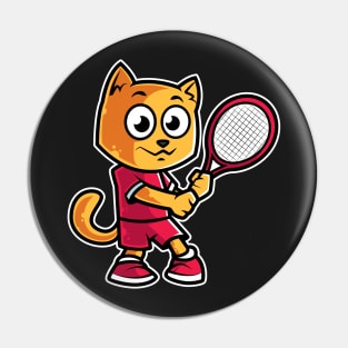 Cat Tennis Player Funny Coach Kitten graphic Pin