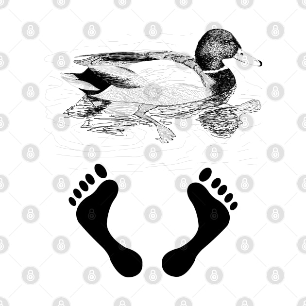 Hand drawn Duck (Mallard) with Feets - Duck Feet joke by jitkaegressy