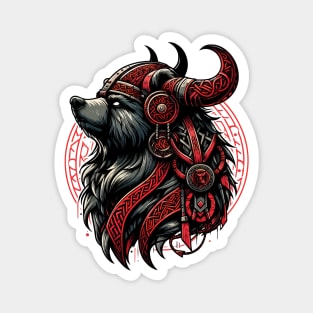 Red And Black Bear Berserker Norse Viking Warrior Magnet