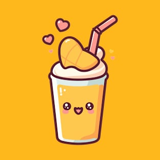 Cute Kawaii Mango Milkshake with Hearts | Design for Kawaii Food Art Lovers T-Shirt