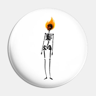 Skull skeleton on fire Pin