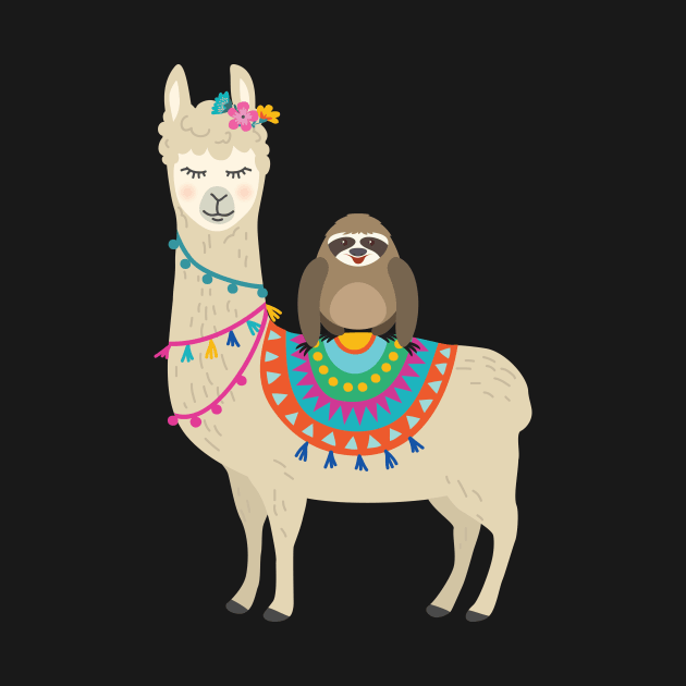 'Sloth Riding Llama' Funny Sloth Gift by ourwackyhome