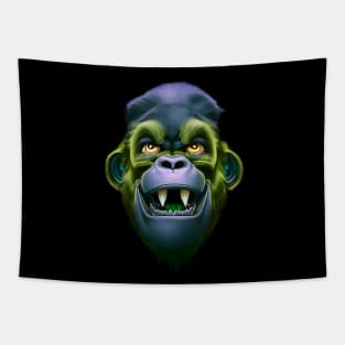 Evil Monkey Face Green Tapestry