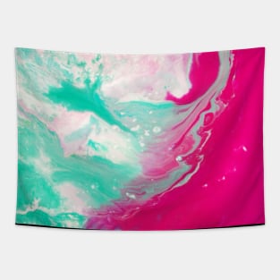 Fluid textured painting pink and mint green Tapestry