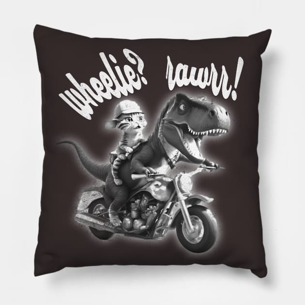 Wheelie? Rawrr! Pillow by alcoshirts