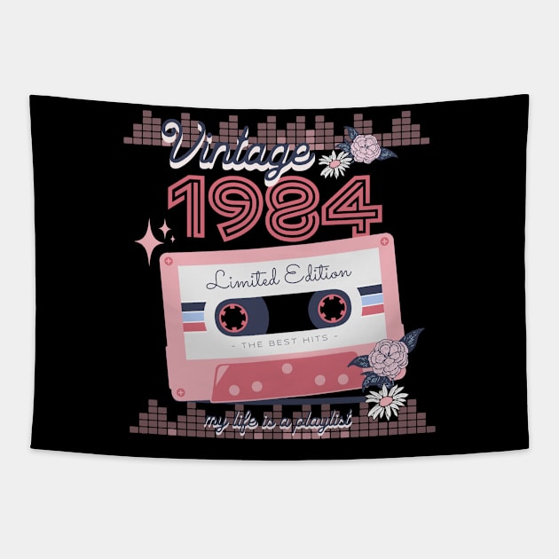 Vintage 1984 Limited Edition Music Cassette Birthday Gift Tapestry by Mastilo Designs