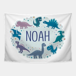 Noah name surrounded by dinosaurs Tapestry