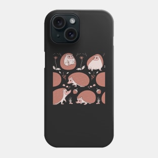 Hedgehogs Among the Flowers Pattern in Brown and Grey Phone Case