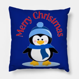 Merry Christmas Penguin Pillow