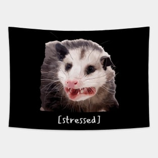 Opossum Stressed Funny Street Cat Meme Tapestry