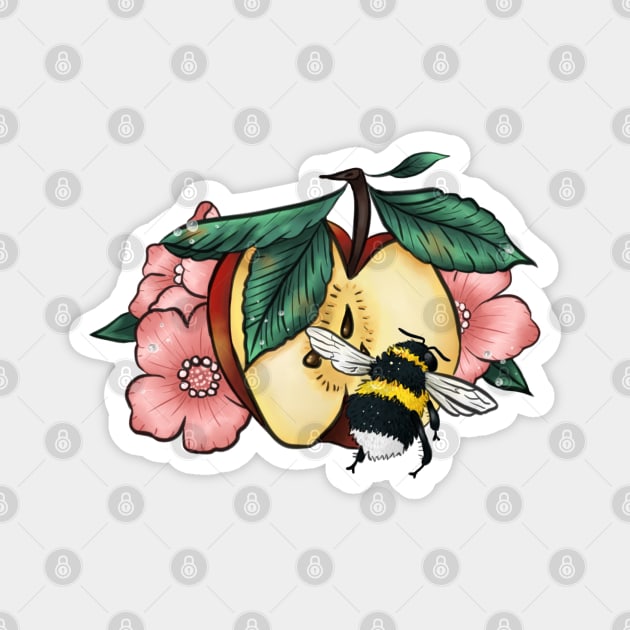 Apple bumblebee blossom Magnet by Wieskunde