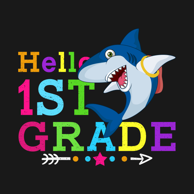 Shark Hello 1st Grade Tshirt Teachers Kids Back to school Gifts by kateeleone97023