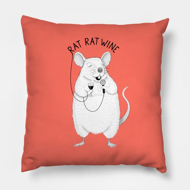 Rat Rat Wine | Animal Karaoke Collection Pillow by DrawingEggen