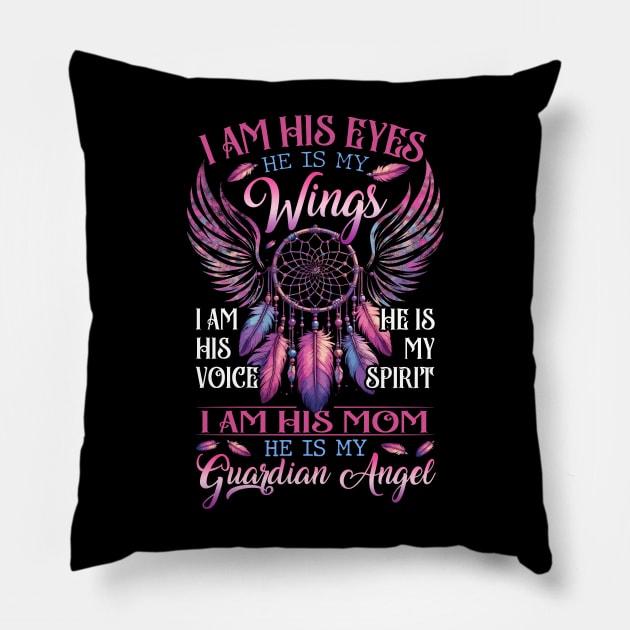 Mom Son He Is My Guardian Angel Pillow by Buleskulls 