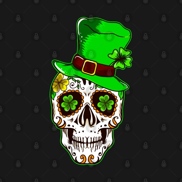 Sugar Skull St Patrick Day Leprechaun Shamrock 2020 by Riffize