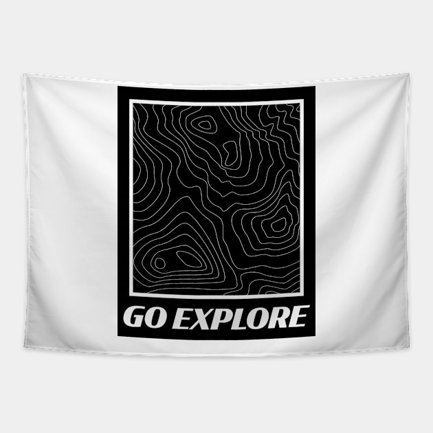 Go Explore Topographic Adventure Map Tapestry by The Vintage Look