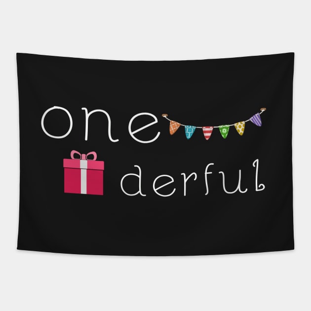 One - derful First Birthday Party Design Tapestry by teesbyfifi