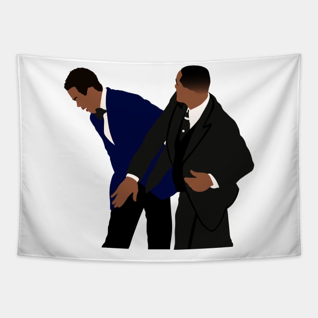 Will Smith Slaps Chris rock meme Tapestry by sillhoutelek