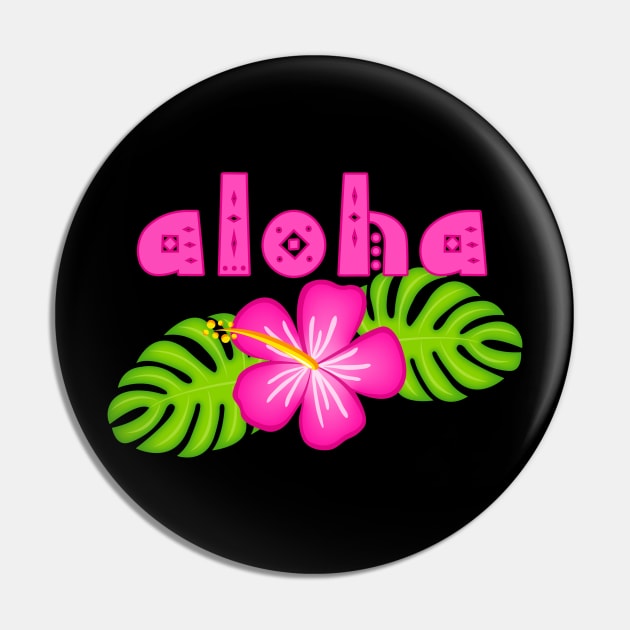 Aloha Pink Hibiscus Floral Pin by TLSDesigns