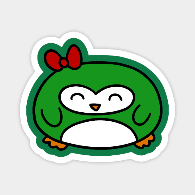 Girly Green Penguin Magnet by saradaboru
