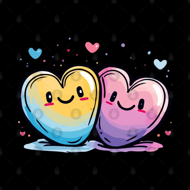 Two Hearts - Love Valentine's Day Lover Couple Cute Funny by The Realm Within