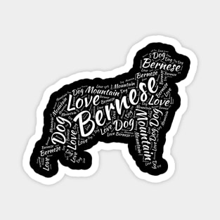 Love Bernese Mountain Dog Word Silhouette Pet Lover Owner Magnet