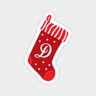 Christmas Stocking with Letter D Magnet