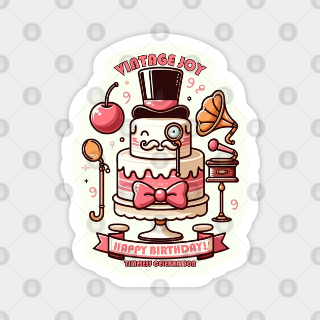 vintage birthday cake Magnet by AOAOCreation