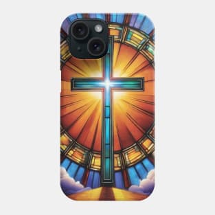 Stained Glass Cross with God's Rays Phone Case